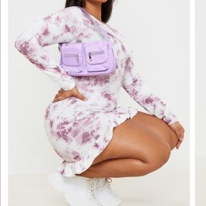 PLT Plus Purple Tie Dye Mini Frill Hem Dress